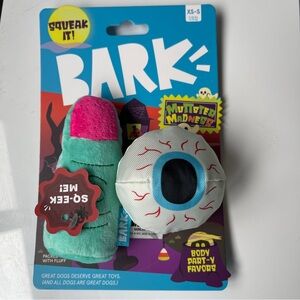 Bark Spooky Dog Toys Body Parts Eyeball Finger Squeaker Crinkle 2 Pcs NWT XS-S